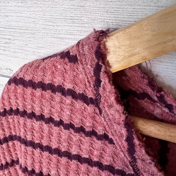 We the Free Top Womens Size S/P Pink Auntie Em Waffle Knit Peplum Cotton Blend - Picture 10 of 13